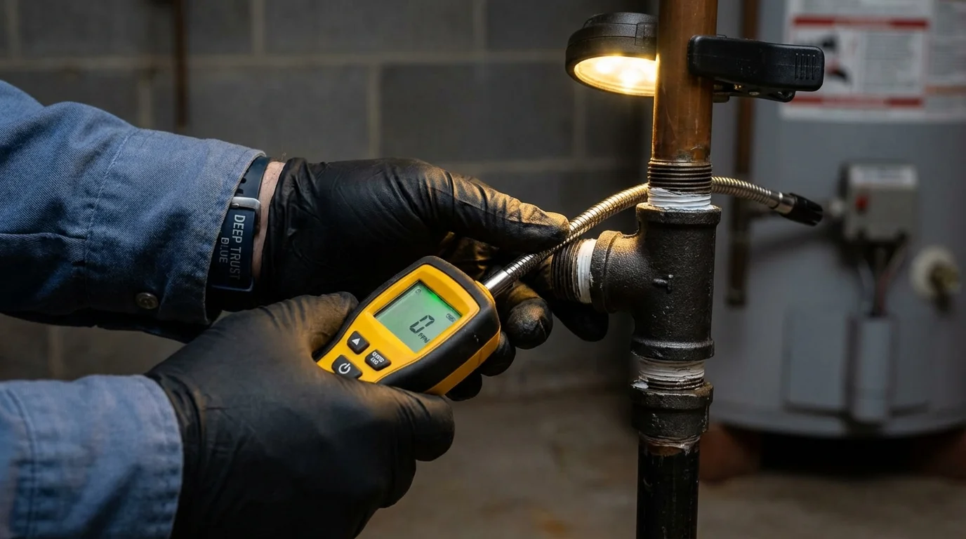 Gas leak detection with electronic sniffer by Johns Plumbing LLC in Markham